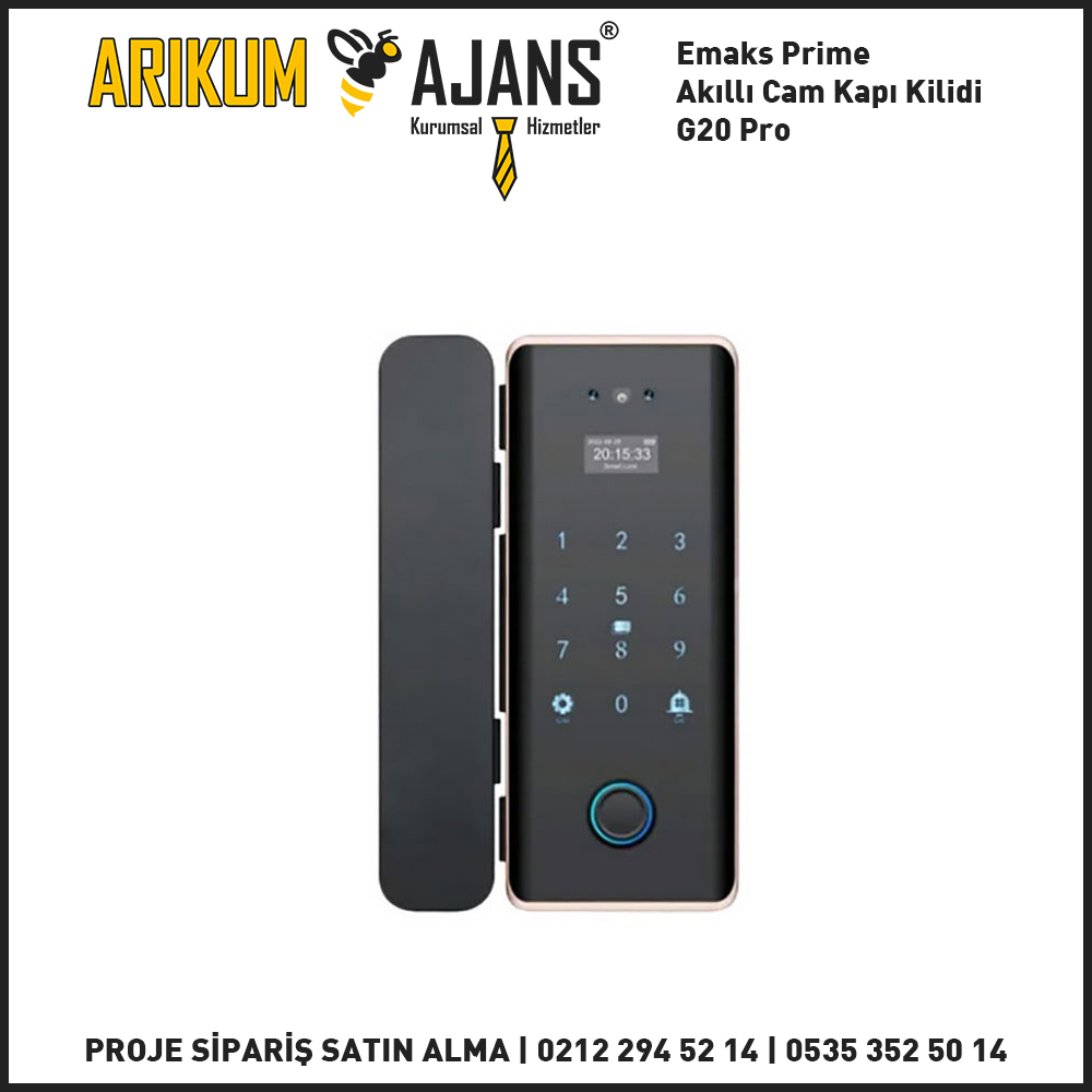 Emaks Prime Akıllı Cam Kapı Kilidi G20 Pro
