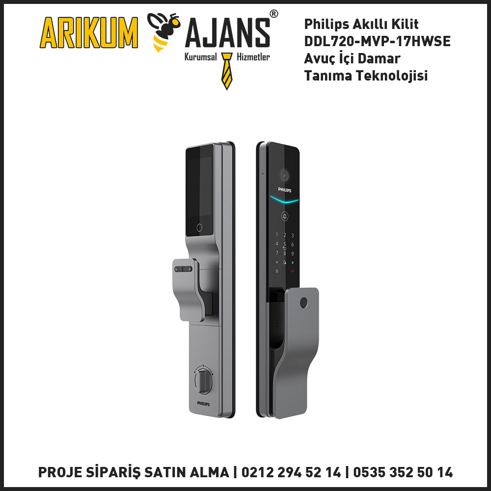 Philips Akıllı Kilit DDL720-MVP-17HWSE Avuç İçi Damar Tanıma Teknolojisi