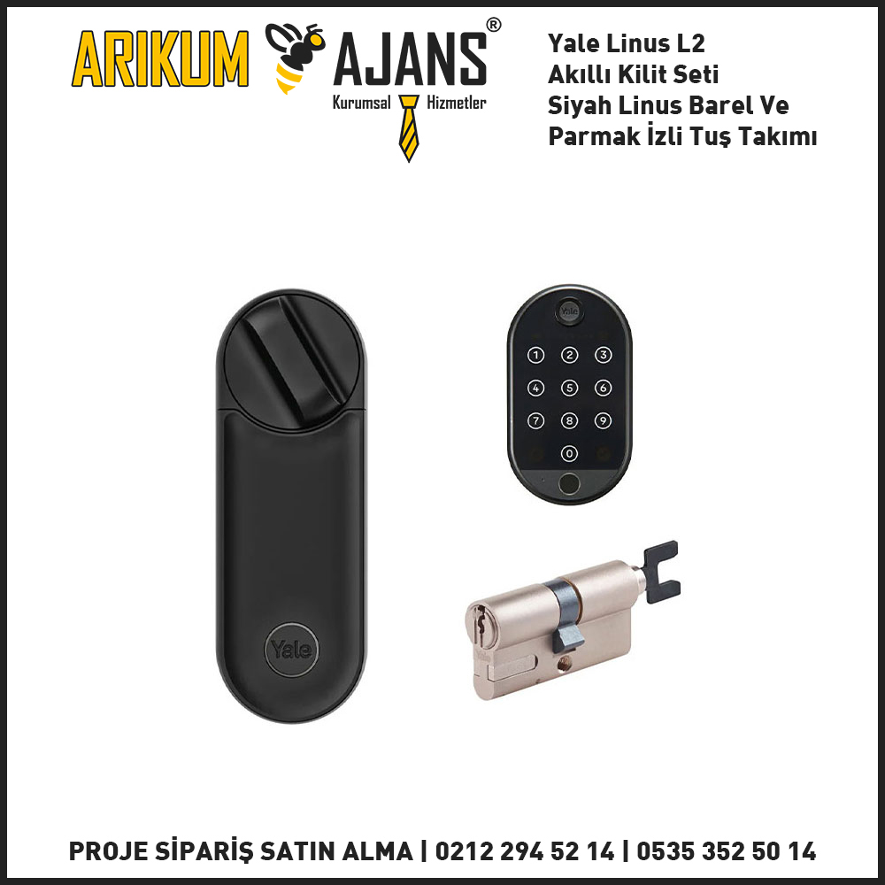 Yale Linus L2 Akıllı Kilit Seti Siyah Linus Barel Ve Parmak İzli Tuş Takımı