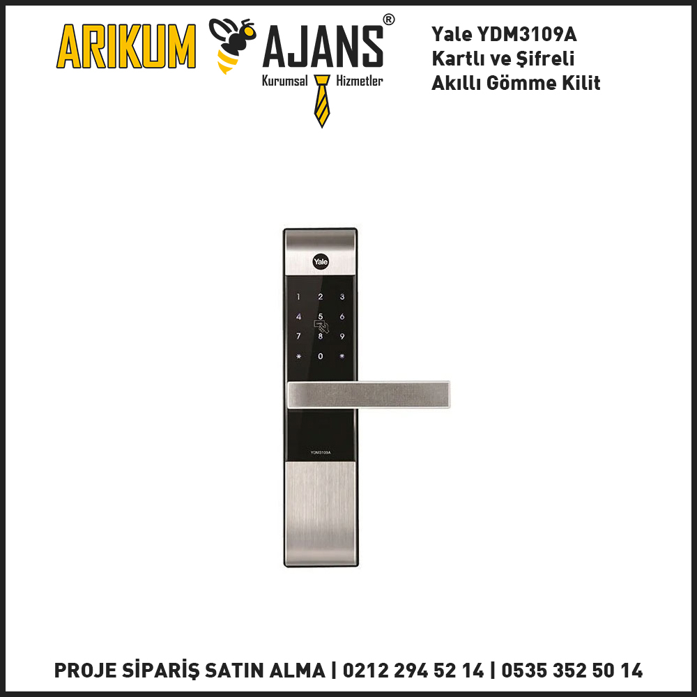 Yale YDM3109A Kartlı ve Şifreli Akıllı Gömme Kilit