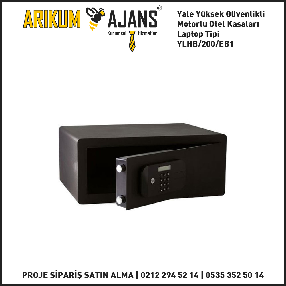 Yale Yüksek Güvenlikli Motorlu Otel Kasaları Laptop Tipi YLHB/200/EB1